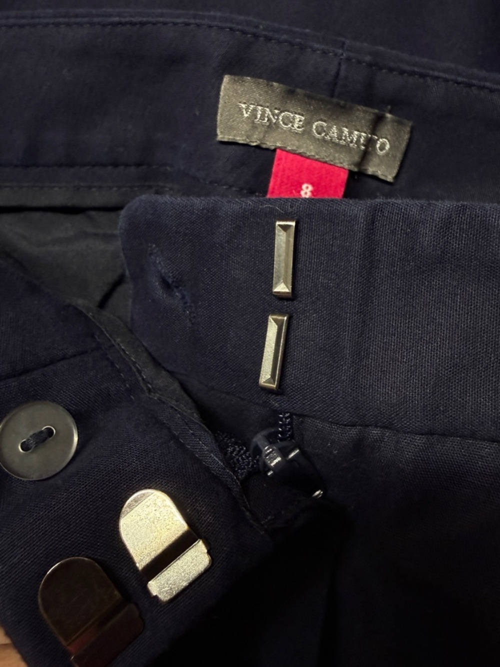 Vince Camuto Navy Ankle Pants Size 8 Stretch Slim Career 27” Inseam with Pockets - Picture 9 of 11